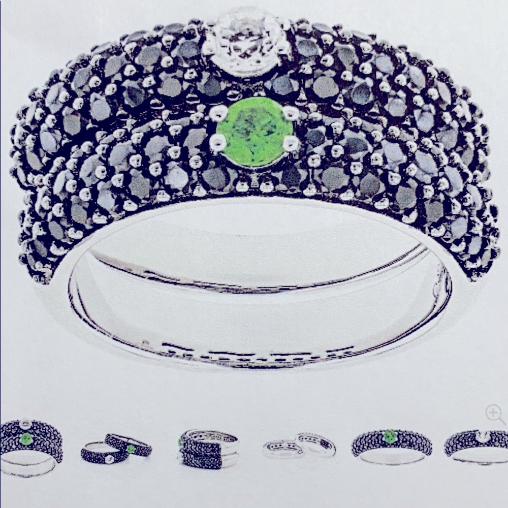 Chrome Diopside, White Zircon & Black Spinel